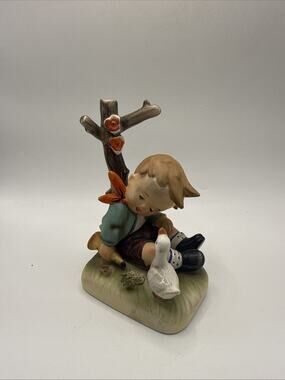 Vintage Erich Stauffer S8263 Boy with Duck Goose Porcelain Figurine 5” *